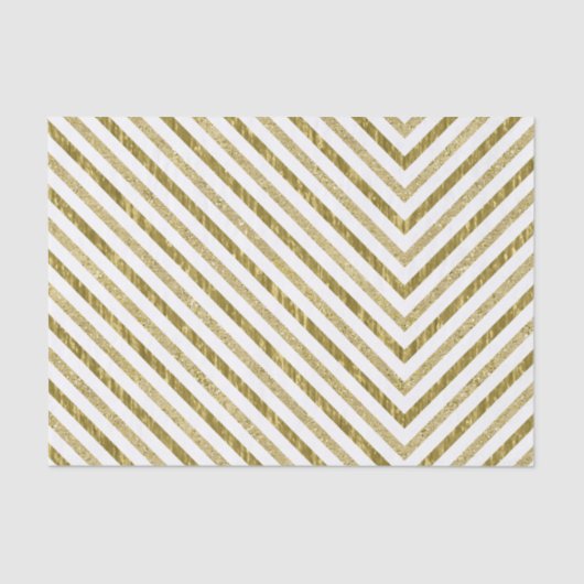 Goud en wit Chique Chevron Tissuepapier (Voorkant)
