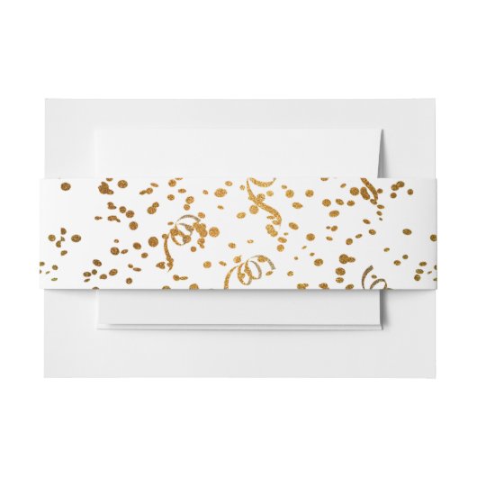 Goud en wit Confetti Wedding Belly Band Uitnodigingen Wikkel (Voorkant Voorbeeld)