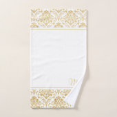 Goud en wit damast monogram bad handdoek (Handdoek)