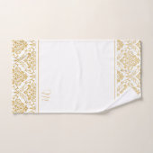 Goud en wit damast monogram bad handdoek (Handdoek)