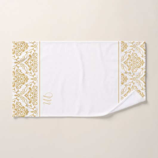 Goud en wit damast monogram bad handdoek (Handdoek)