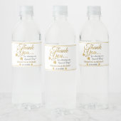 Goud en wit dank u huwelijksfeest gunst waterfles etiket (Flessen)