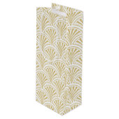 Goud en wit deco waaierpatroon wijn cadeautas (Voorkant Gekanteld)