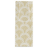 Goud en wit deco waaierpatroon wijn cadeautas (Voorkant)