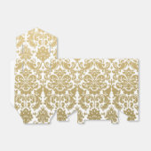 Goud en Wit Elegant Damast Patroon Bedankdoosjes (Uitgevouwen)