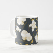 Goud en wit elegant orchid floral modern grijs koffiemok (Voorkant links)