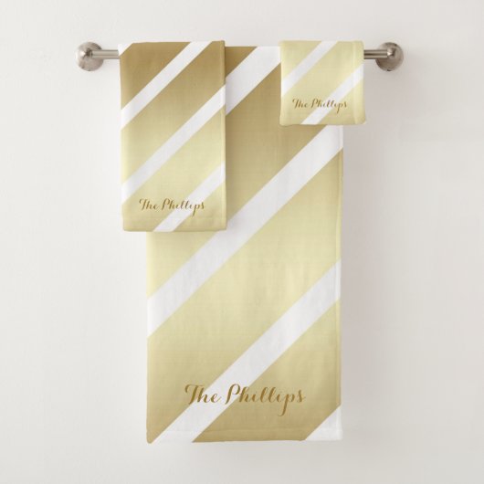 Goud en wit elegant stripes bad handdoek (Insitu)