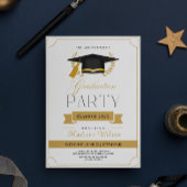 Goud en wit elegante afstudeerfeest uitnodigen kaart
