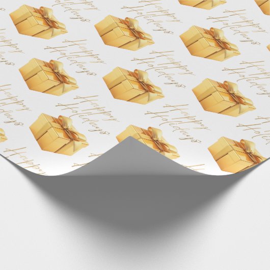 Goud en wit Elegante Kerst Cadeaupapier (Hoek)