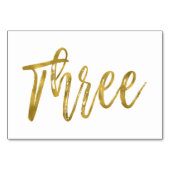 Goud en Wit Elegante Tafel Nummer Drie Kaart (Achterkant)