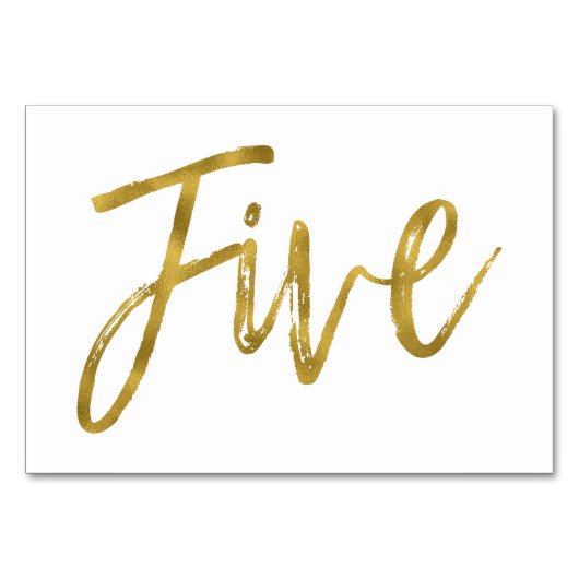 Goud en Wit Elegante Tafel Nummer Vijf Kaart (Achterkant)
