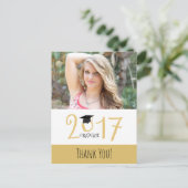 Goud en wit, Foto Afstuderen Bedankt Briefkaart (Staand voorkant)