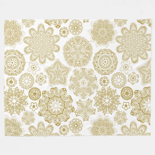 Goud en wit geometrisch irissen patroon fleece deken (Voorkant (Horizontaal))