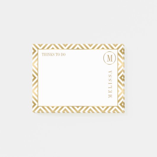 Goud en wit geometrisch modern design post-it® notes (Voorkant)