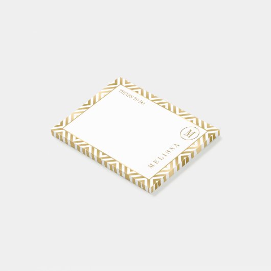 Goud en wit geometrisch modern design post-it® notes (Schuin)