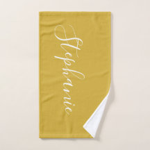 Goud en wit gepersonaliseerd monogram werkhanddoek