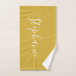 Goud en wit gepersonaliseerd monogram werkhanddoek handdoek