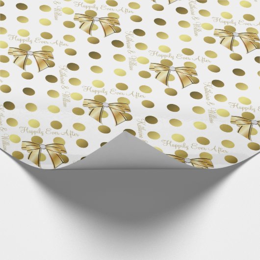 Goud en Wit Gepersonaliseerd Trouwpapier Cadeaupapier (Hoek)