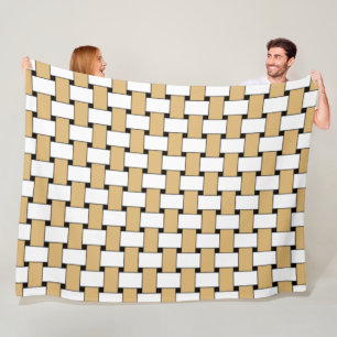 Goud en wit geweven geometrisch patroon fleece deken
