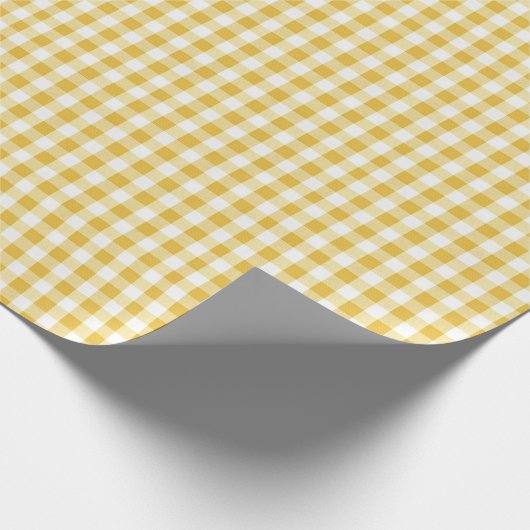 Goud en wit Gingham Cadeaupapier (Hoek)