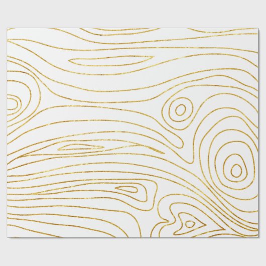Goud en wit - hout - Pandenpatroon - Modern Cadeaupapier (Vlak)