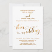 Goud en wit hun bruiloft met harten kaart (Voorkant)