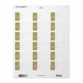 Goud en wit kerstboompatroonpapier Labels (Full Sheet)