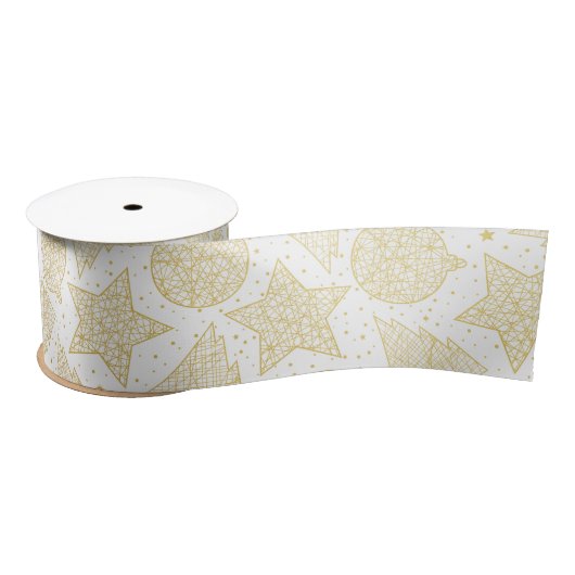 Goud en wit kerstpatroonlint lint (Spoel)