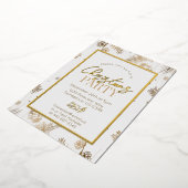 Goud en wit kersttentje botanisch folie uitnodiging (Gedraaid)
