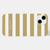 Goud en Wit Klassieke Strepen Monogram Case-Mate iPhone Case (Achterkant (horizontaal))