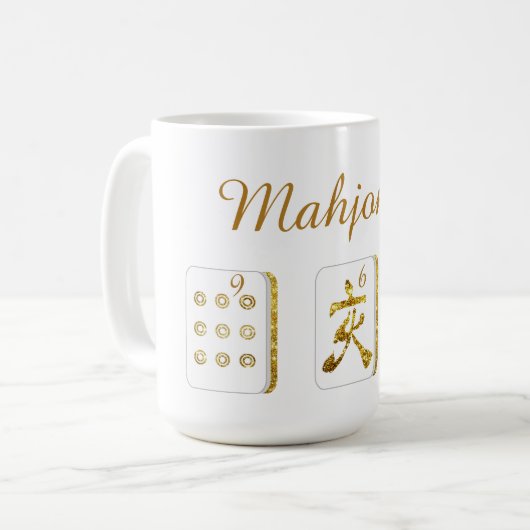 Goud en wit Mahjong Tegels Koffie Mok (Voorkant links)