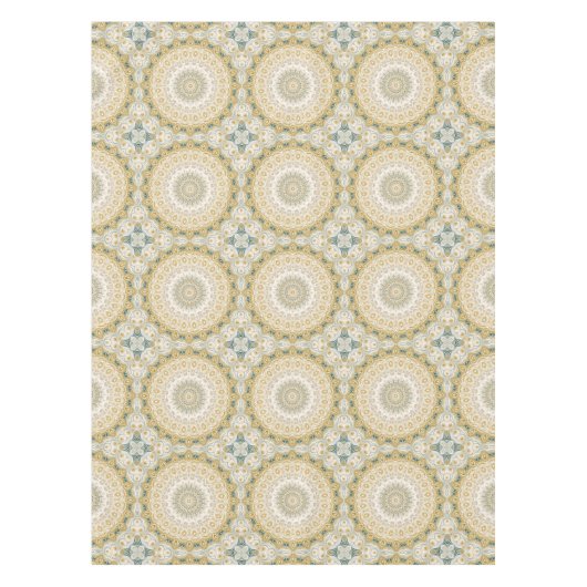 Goud en wit mandala patroon met Blauwgroen accente Tafelkleed (Voorkant)