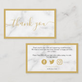 Goud en wit marmer effect klant dank u informatiekaartje (Voorkant / Achterkant)