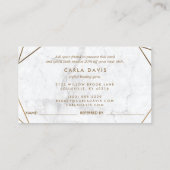 Goud en wit marmer geometrisch minimalistisch aanbevelingskaartje (Achterkant)