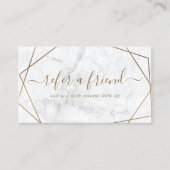 Goud en wit marmer geometrisch minimalistisch aanbevelingskaartje (Voorkant)