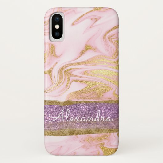Goud en wit marmer met goudfolie en glitter Case-Mate iPhone case (Achterkant)
