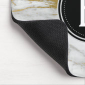 Goud en wit marmer Monogrammed Moderne Muismat (Hoek)