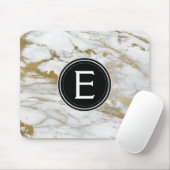 Goud en wit marmer Monogrammed Moderne Muismat (Met muis)