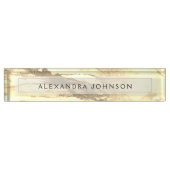 Goud en Wit Marmer Professioneel Modern Naambordje (Voorkant)