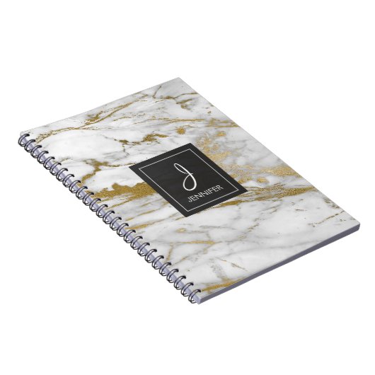 Goud en wit marmeren monogram Notitieboek (Rechterzijde)
