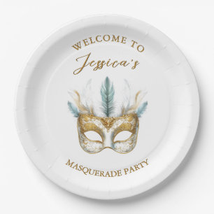 Goud en wit masker Masquerade Party Verjaardag Papieren Bordje