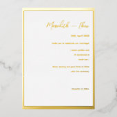 Goud en wit - minimale legante bruiloft - Folie In Folie Uitnodiging (Voorkant)