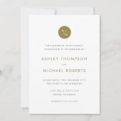 Goud en wit - minimalistisch modern monogram huwel kaart (Voorkant)