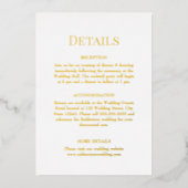 Goud en Wit Monogram Bruiloft Details Folie Uitnodiging (Voorkant)
