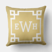 Goud en wit monogram | Griekse hoofdgrens Kussen (Achterkant)