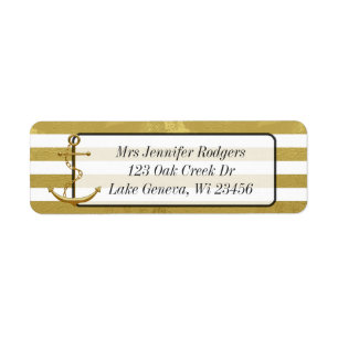 Goud en Wit Nautisch Themanker Etiket