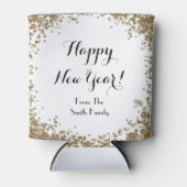 Goud en Wit Nieuwjaar Custom Name Blikjeskoeler (Voorkant)