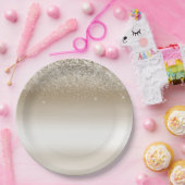 Goud en wit Ombre Glitter Glitter Papieren Bordje (Feest)