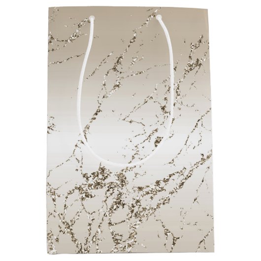Goud en wit Ombre Marmer Glitz Medium Cadeauzakje (Voorkant)