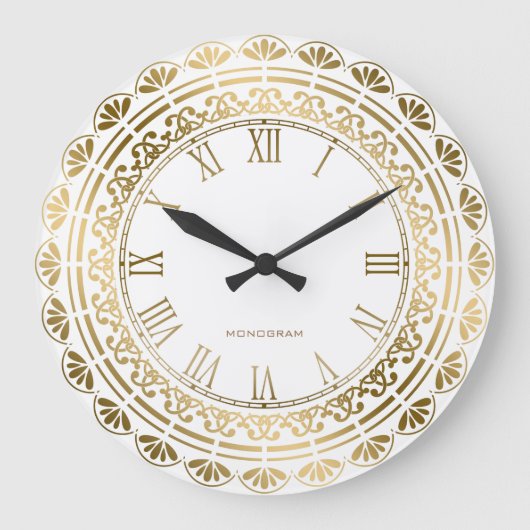 Goud en wit  ontwerp grote klok (Voorkant)